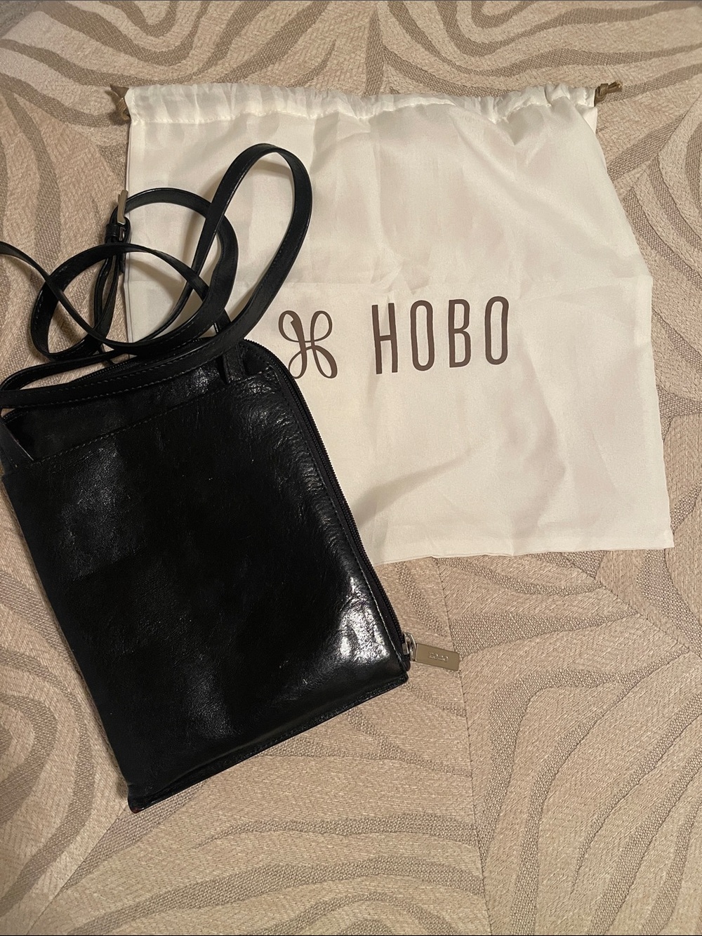HOBO Black Patent Leather Crossbody Bag